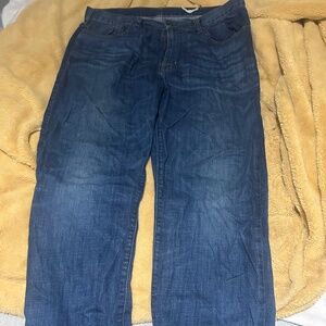 Premium Denim Relaxed Straight Fit Medium Wash Stretch Jeans